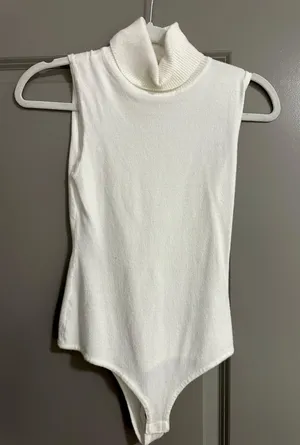 Lizard Thicket White Turtleneck Bodysuit thumbnail 1
