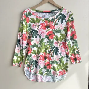 Tommy Bahama 100% Cotton Ashby Isles Faraway Blooms Knit Top S Tropical Heavenly thumbnail 2