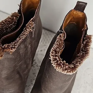 Lucky Brand Yorque leather brown wedge ankle booties boots sz 8 thumbnail 5