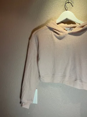 Better Together Women’s Ballet Pink Soft Waffle Knit Cropped Hoodie Size XS thumbnail 4