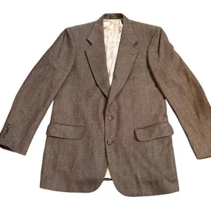 Oscar de la Renta men's blazer 40L 100%‎ Wool herringbone brown 2 button Jacket thumbnail 2