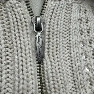 Harley-Davidson Full Zip Shawl Neck Sweater Cream Silver Sparkle Small thumbnail 2