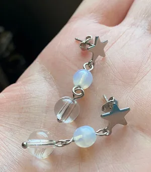 Handmade czech glass beads mix star dangle earrings 🌀⭐️💦 thumbnail 6