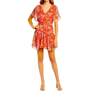 SAM EDELMAN Country Paisley Floral Aline Ruffle Hem Mini Dress Size 10 NEW thumbnail 2