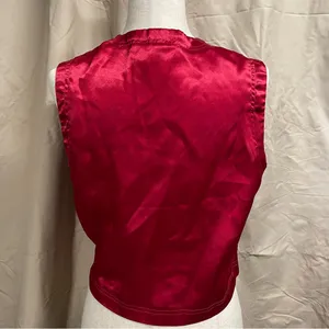 Bali Studios Vintage 90s Red Satin Button Down Vest M Witchy‎ Whimsigoth thumbnail 4