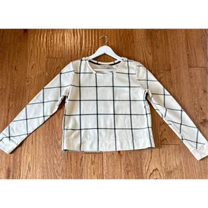 Loft windowpane crewneck crop sweater M thumbnail 8