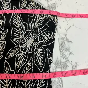Vintage Stenay silk beaded sequin gown‎ maxi with slit black white Sz 8 thumbnail 9