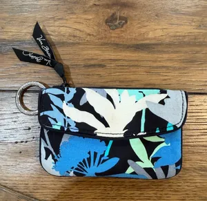 Vera Bradley Floral Zip Wristlet in Blue, Black, White, Mint thumbnail 1