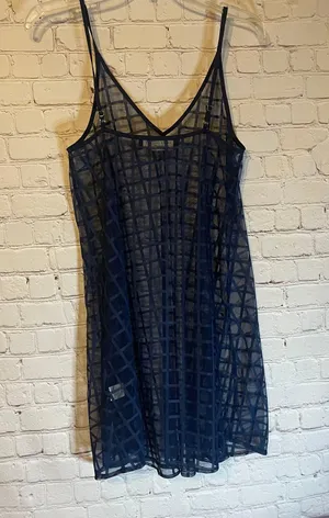 Akira Navy Blue Sheer Chemise, S thumbnail 2