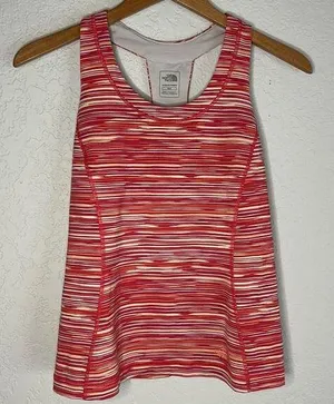 The North Face Orange Stripe Athletic Nylon Tank Top Vapor Wick Medium thumbnail 1