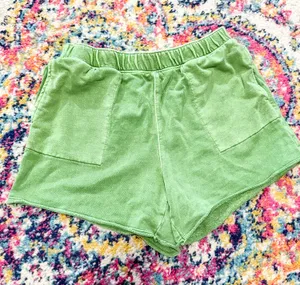 Universal Threads Green Terry Cloth Elastic Waist Shorts thumbnail 1
