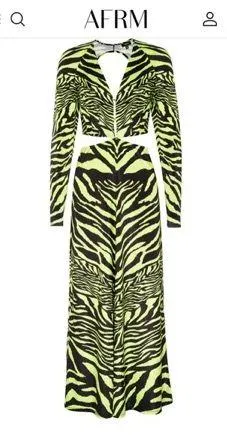AFRM Lime Green Zebra Print Maxi Dress Multiple Size XS thumbnail 1