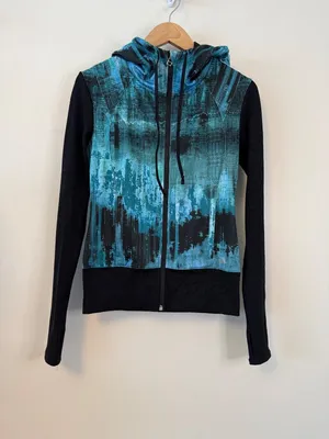 Alo Yoga Watercolor Desert Flow Full-Zip Hoodie Jacket Blue Green Black Size S thumbnail 2