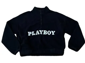 Playboy by PacSun Women's Half Zip Pullover Sweater Black Size S thumbnail 1