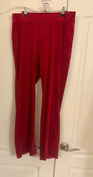 Juicy Couture Deep Red Velour sweatpants with side signature logo thumbnail 1