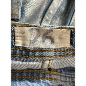 Free People Metallic Silver Raw Frayed Hem Barrel Wide Leg Denim Jeans Pants 26 thumbnail 5