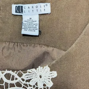 Carol Little Brown Linen & Lace Vintage Women's Dress Sz-8 thumbnail 5