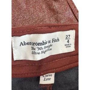 Abercrombie 90s Straight Vegan Leather Pants Womens 4 Red Brown Ultra High Rise thumbnail 7