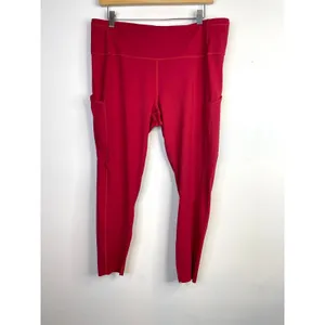 Lululemon Fast and Free 7/8 Leggings Pants Pockets Running Dark Red Womens 16 thumbnail 2