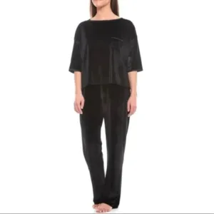 TAHARI Black Velvet Short Sleeve Lounge Top Size Small‎ thumbnail 4
