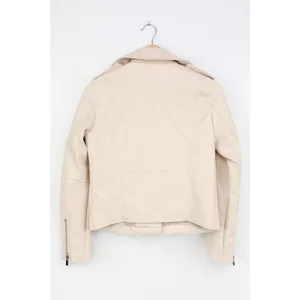 Lulus Out for the Night Beige Vegan Leather Moto Jacket XS NWT thumbnail 6