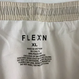 NEW‎ Flex’N women’s tan cream brown lined drawstring pull on athletic shorts XL thumbnail 6
