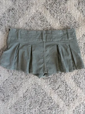 Free People Pleated Micro Mini Cord Skirt Light Sage Green Size 8 thumbnail 7