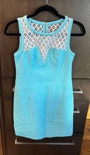 Lilly‎ Pulitzer Dress Womesn Blue Lace trim Size 0 XS thumbnail 1