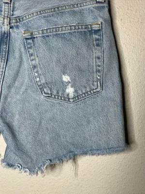 Agolde Parker Long Vintage Cut Off Denim Shorts in Swapmeet thumbnail 7