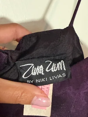 Zum Zum by Niki Livas Iridescent Metallic Purple Maxi bubble hem Dress thumbnail 2