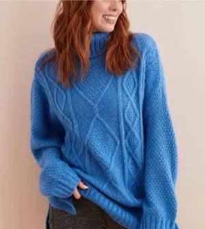 Cozy Blue Cable Knit Sweater thumbnail 1