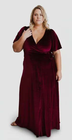 Baltic Born Meghan Velvet Short Sleeve Wrap Maxi Dress Red Large Romantic Goth thumbnail 1