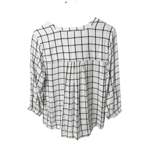 Wrangler White Black Plaid Pintuck Blouse Western Boho Size Medium thumbnail 6