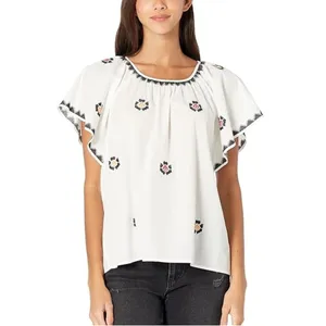 Madewell Embroidered Cross-Stitch Peasant Top White XXS NA322 thumbnail 13