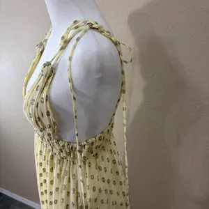 En Creme Womens Deep V-Neck Light Yellow Maxi Dress Sz S Wedding Party Beach EUC thumbnail 7