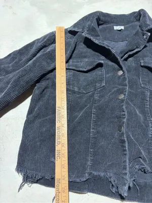 POL Corduroy Button-Up Jacket in Charcoal Black large thumbnail 2