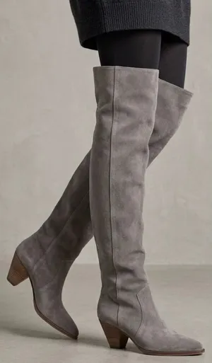 Vince Camuto Grey Suede Over The Knee Boots Pointed Toe Cone Heel 5 Wide Calf thumbnail 1