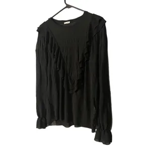 Zara Black Layered Ruffled Detail Dressy Long Sleeve Blouse Women Sz S thumbnail 2