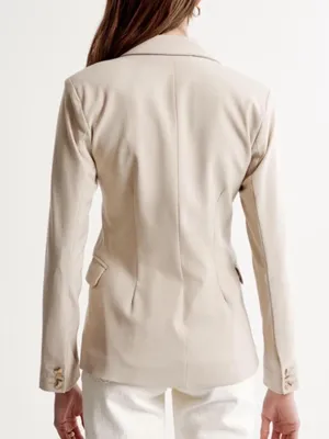 NEW Abercrombie & Fitch 2 Button Tailed Blazer Jacket in Cream Size Small thumbnail 2