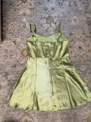 Sage Green Sky to Moon Mini Satin Dress thumbnail 4