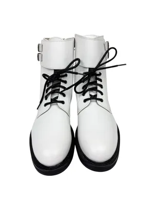 Allsaints Brigade White Leather Combat Boots Size 39 US 9 thumbnail 2