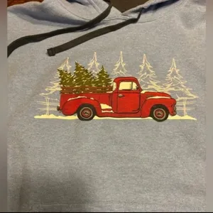 Adult Small Christmas Truck Hoodie - excellent condition thumbnail 2