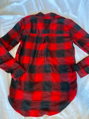 American Eagle red and black boyfriend flannel thumbnail 4