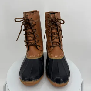 Lands' End duck boots women's 6.5 rubber leather lace up waterproof winter lined thumbnail 3