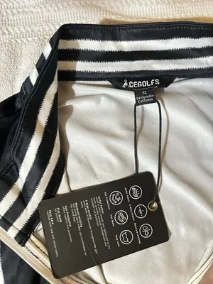 CEGOLFS Women’s Black/White Striped 1/4 Zip Mock Neck Pullover Active XL NWT thumbnail 10