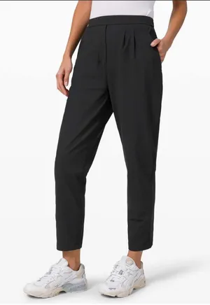 LULULEMON Essential High Rise Trouser Pants in Black size‎ 8 Pleated Front Ankle thumbnail 1