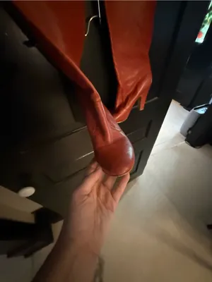 Aldo Tall Leather Heeled Boots in Red thumbnail 2