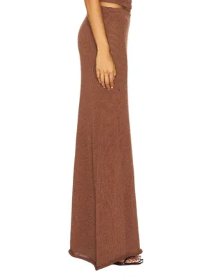 SNDYS Cali Maxi Skirt in Chocolate Brown X-Small New Womens Knit Bottoms thumbnail 4