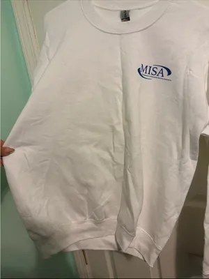 Gildan White Crewneck Sweatshirt with Blue MISA Logo thumbnail 2