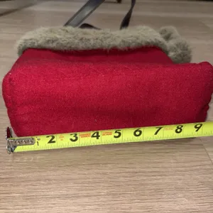 Bath And Body Works Bag Purse Red Bag With Faux Fur Y2K thumbnail 5